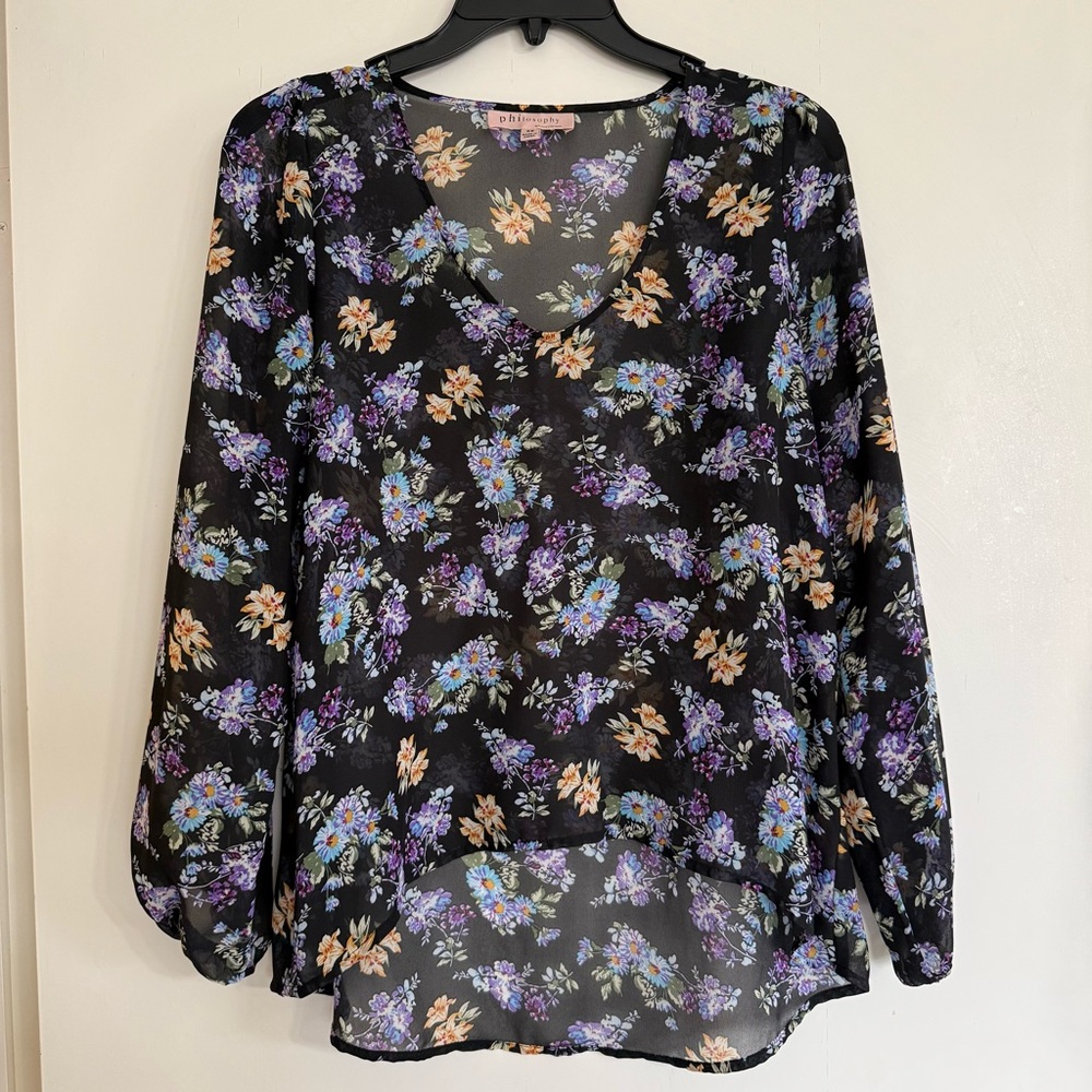 Multicolor Sheer Floral Blouse